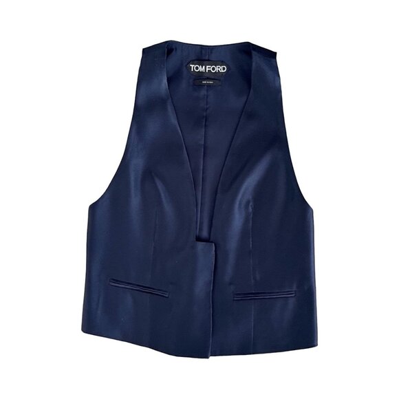 Tom Ford navy silk vest size 42 - Picture 1 of 8
